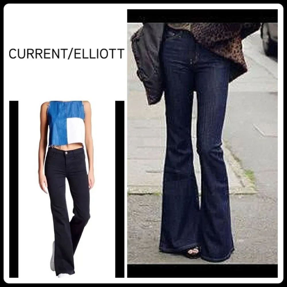 New. Current Elliott stretch dark denim jeans with raw hem. May fit a 28 tall